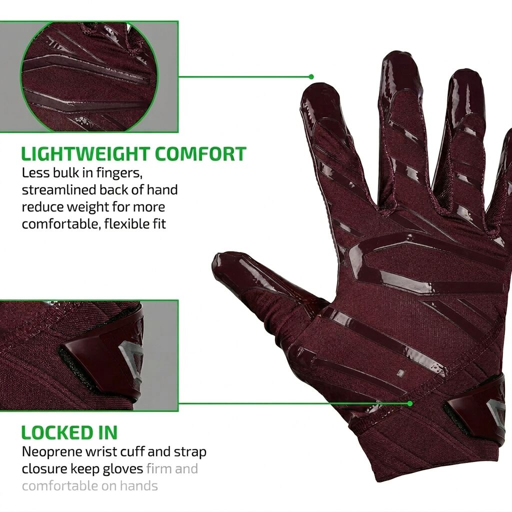 Custom Logo Printed Winter Non Slip Comfortable Football Receiver Gloves for Daily Outdoor Use American Football Gloves - Image 2